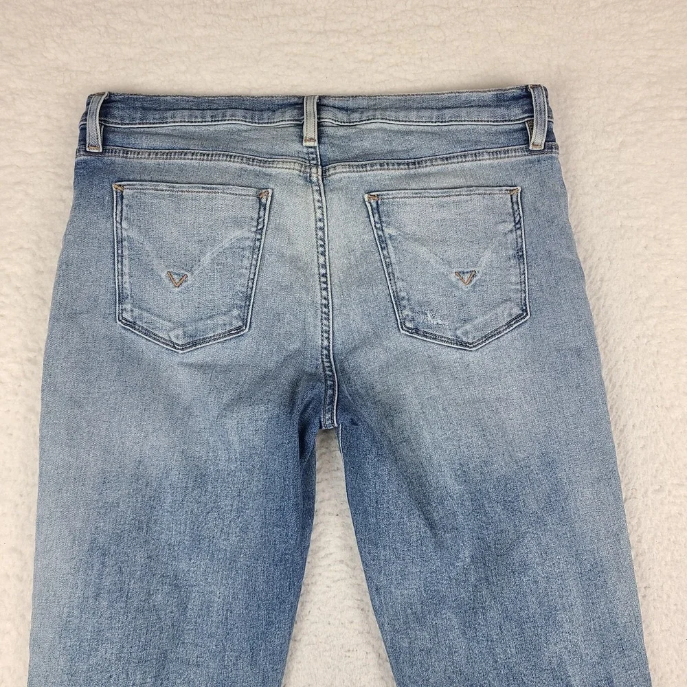Hudson Jeans Womens 32x30 Blue Nico SLR Straight Leg Distress Light Wash Denim
